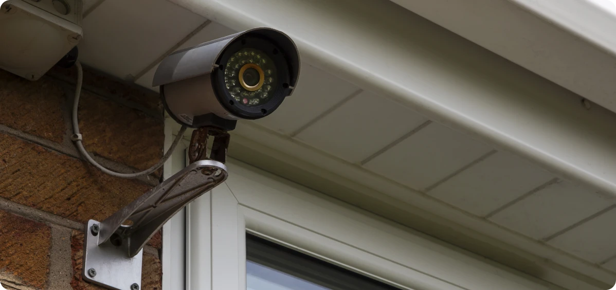 CCTV camera under house eave