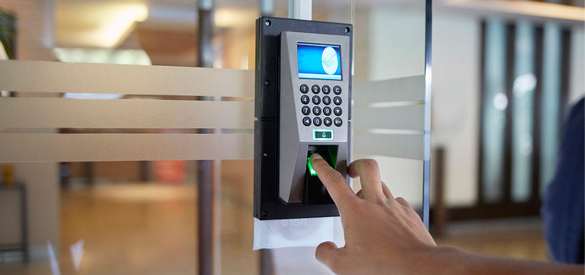 Hand scanning fingerprint for entry