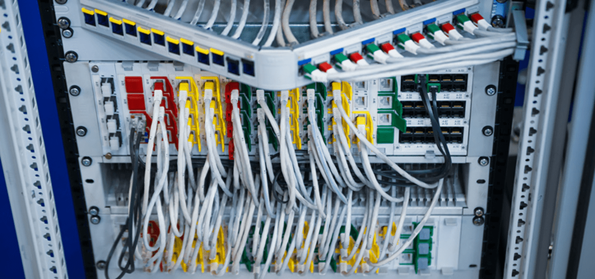 Color-coded cables in data center